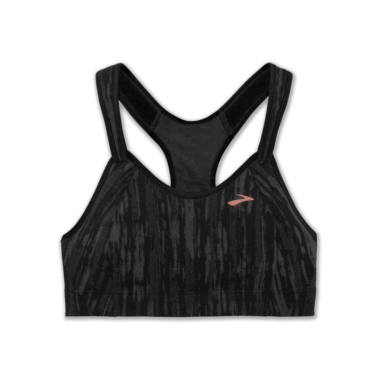 Brooks Rebound Racer Running Bra - Women's - Black Jacquard (87192-EKIW)